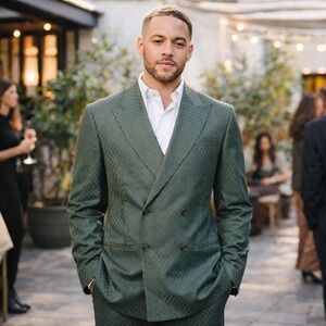 New w tags | ASOS Design Double Breasted Green Checkerboard Suit | 40R 32x30 |